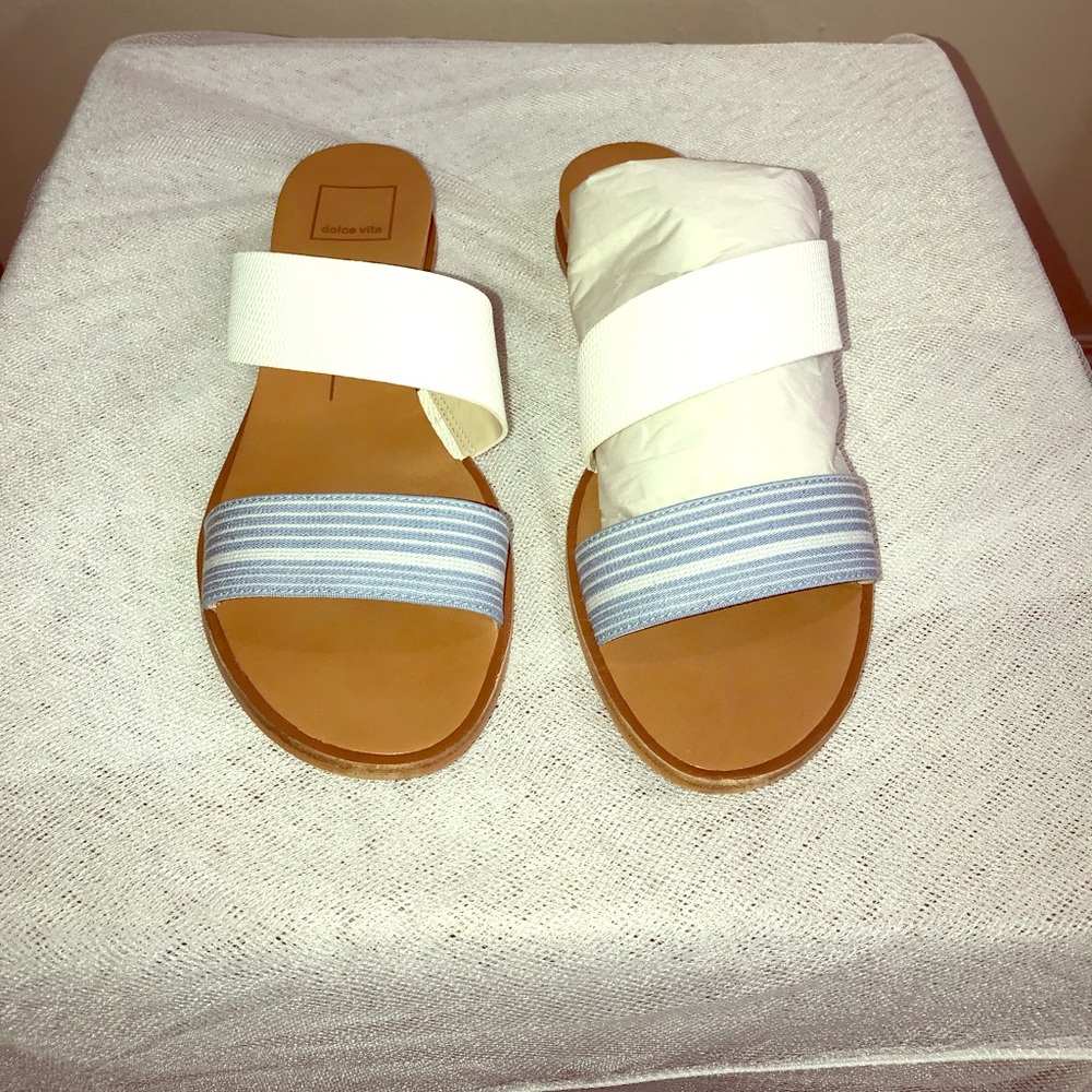Dolce Vita Stella LT-blue multi slides size 8